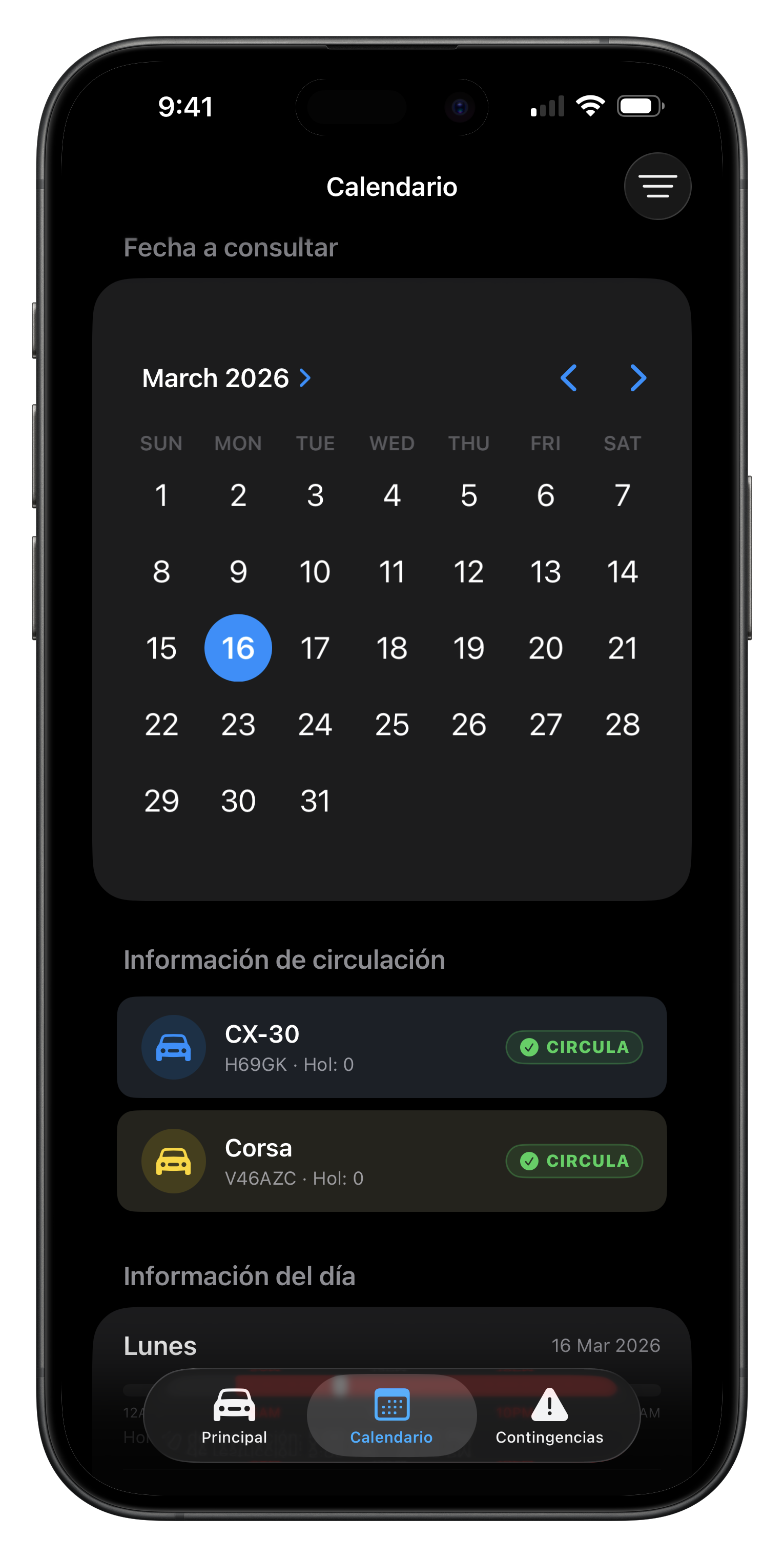 CirculaChido — Calendario
