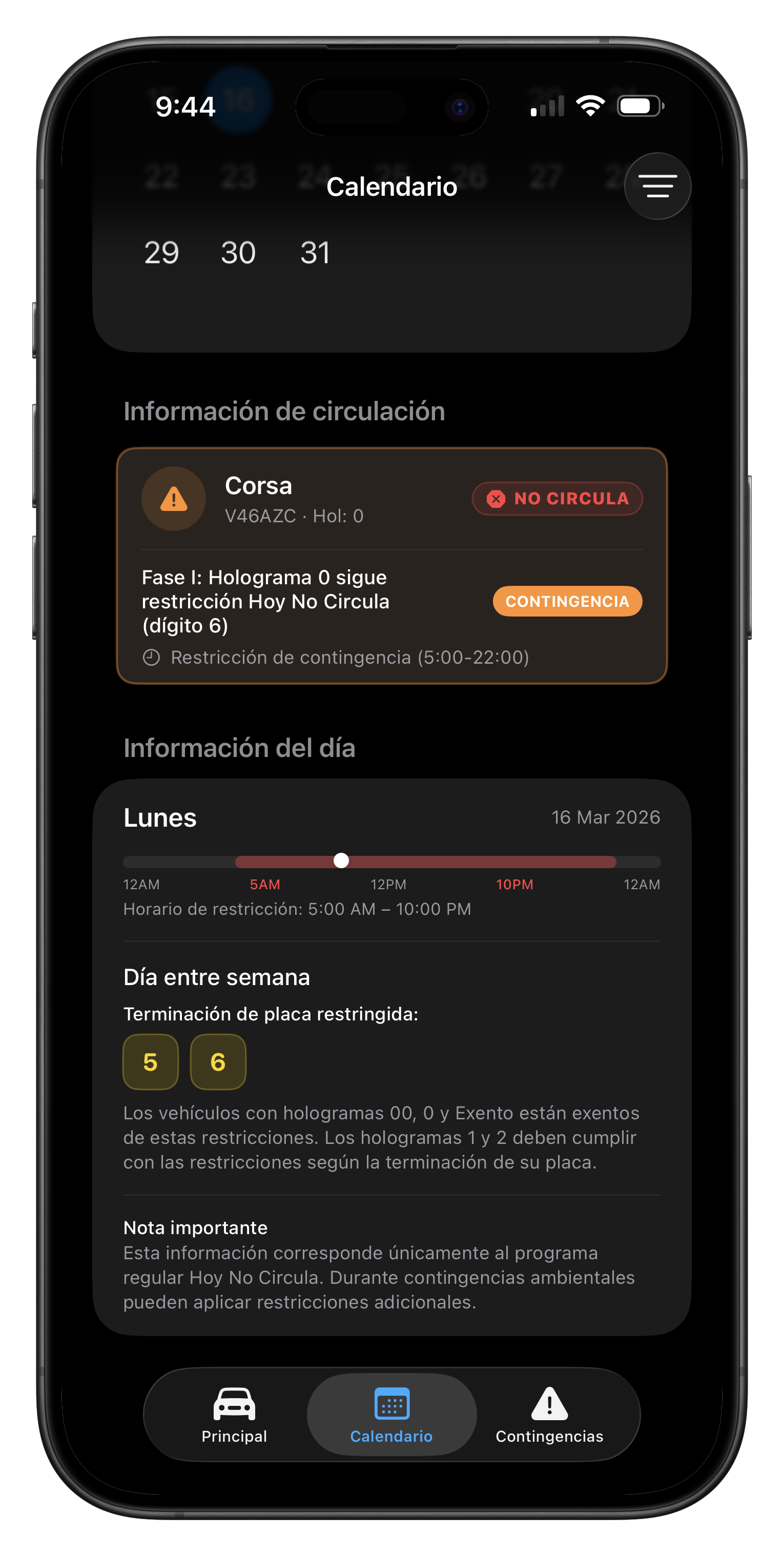 CirculaChido — Calendario contingencia detalle