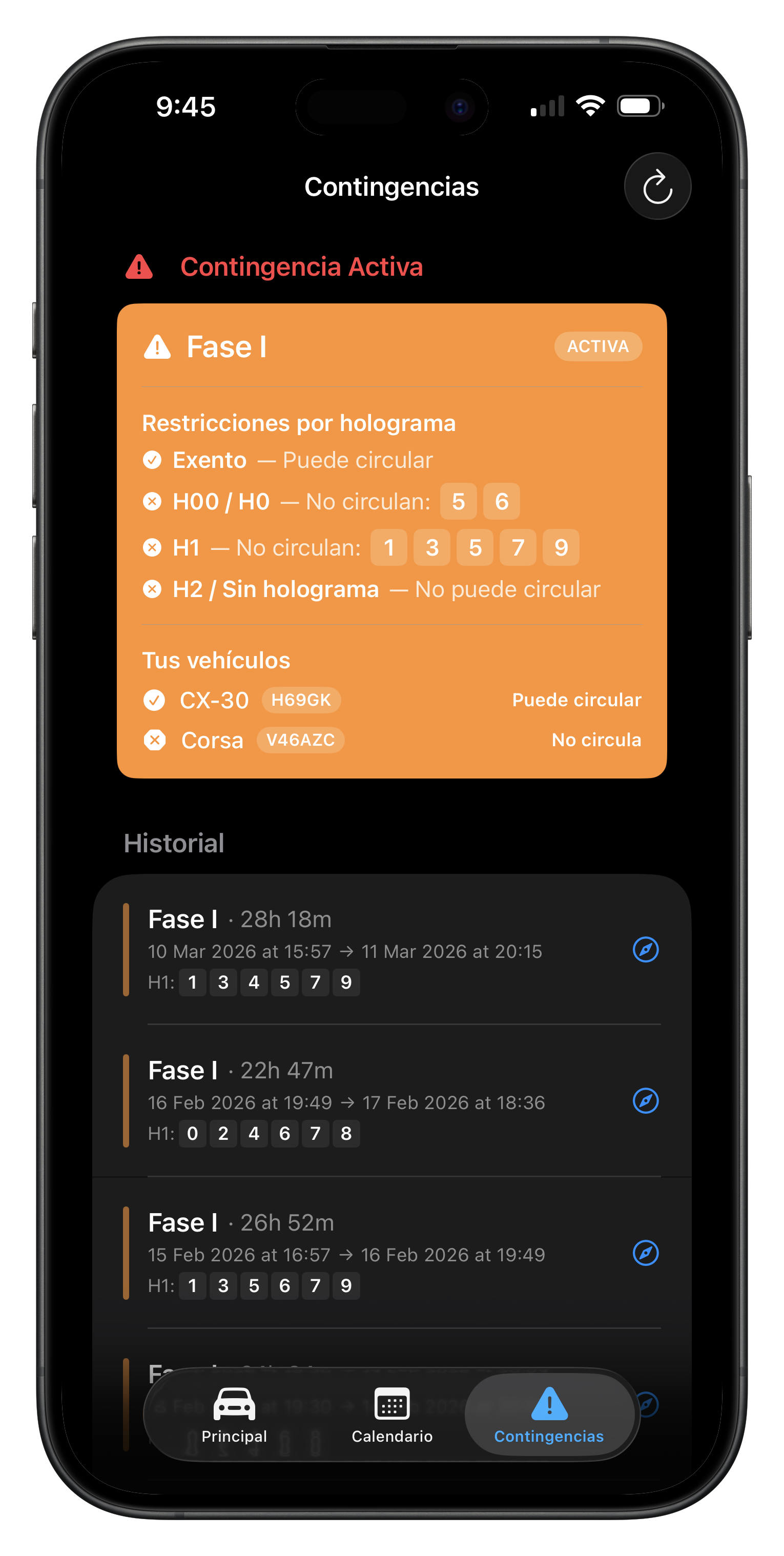 CirculaChido — Contingencias activas