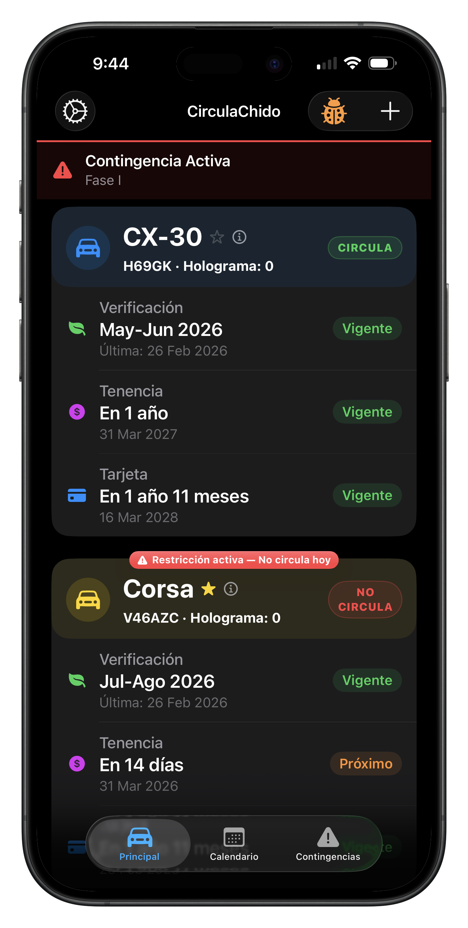 CirculaChido — Principal con contingencia