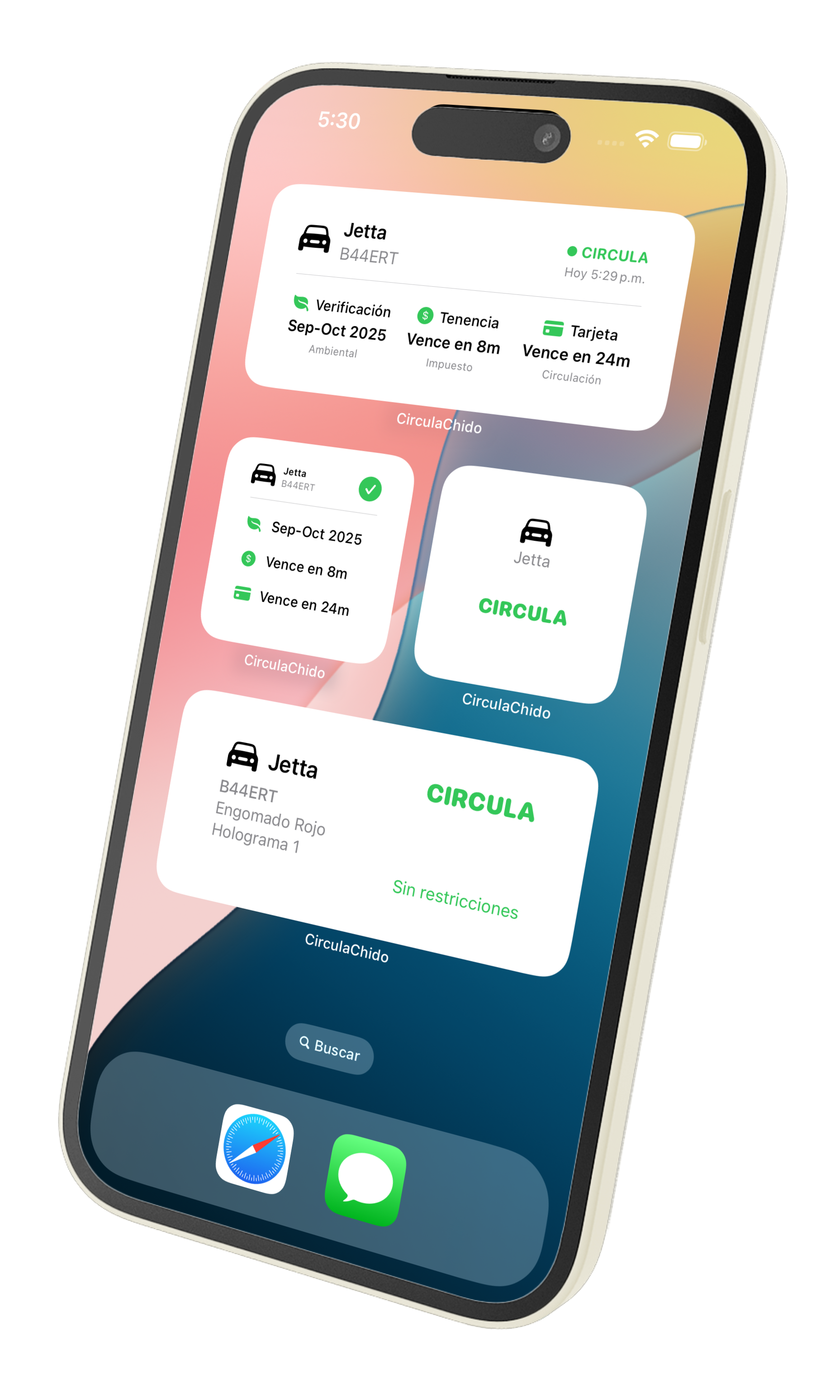 Widgets personalizables para la pantalla de inicio mostrando información de circulación